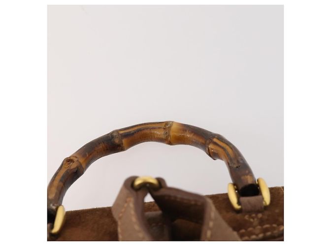 Bamboo Zaino in Bambù GUCCI Camoscio Marrone Oro 003 2852 0030 0 Auth 172054 D'oro - vista 14