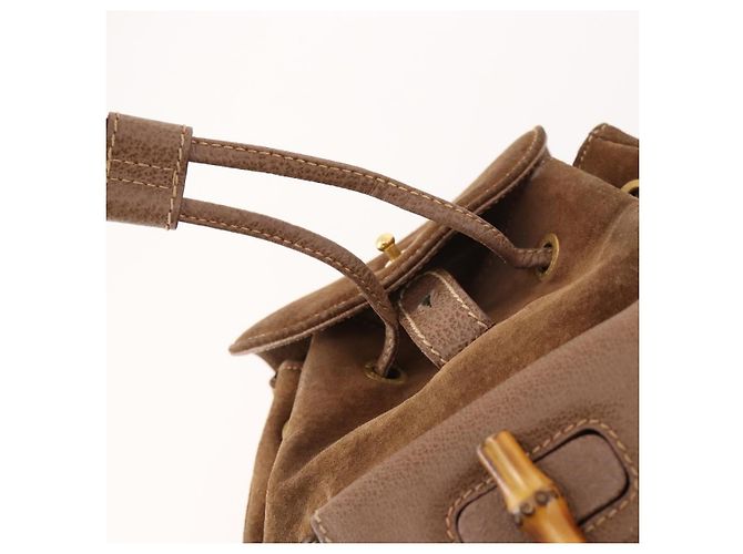 Bamboo Zaino in Bambù GUCCI Camoscio Marrone Oro 003 2852 0030 0 Auth 172054 D'oro - vista 20