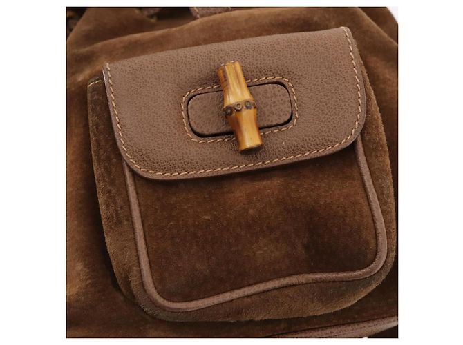 Bamboo Zaino in Bambù GUCCI Camoscio Marrone Oro 003 2852 0030 0 Auth 172054 D'oro - vista 26