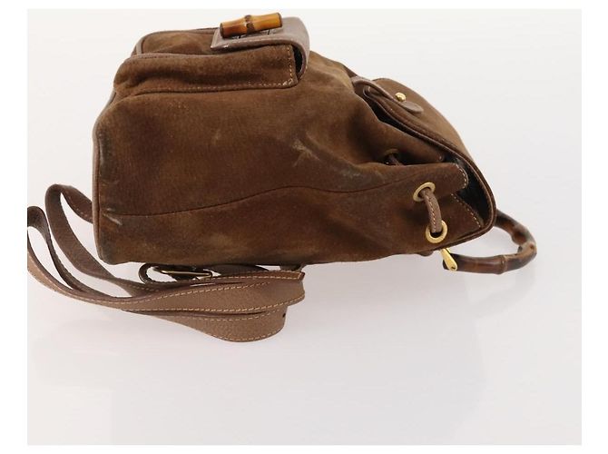 Bamboo Zaino in Bambù GUCCI Camoscio Marrone Oro 003 2852 0030 0 Auth 172054 D'oro - vista 3
