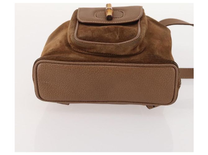 Bamboo Zaino in Bambù GUCCI Camoscio Marrone Oro 003 2852 0030 0 Auth 172054 D'oro - vista 5