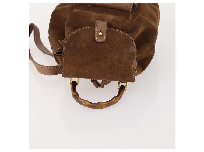 Bamboo Zaino in Bambù GUCCI Camoscio Marrone Oro 003 2852 0030 0 Auth 172054 D'oro - vista 6