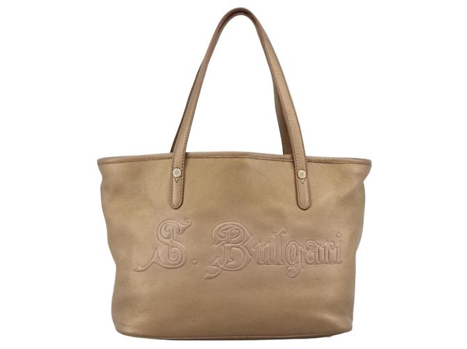 Bulgari Borsa Tote BVLGARI in pelle dorata Auth hk3527 - vista 13