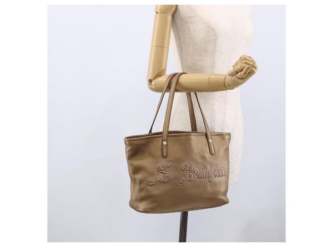 Bulgari Borsa Tote BVLGARI in pelle dorata Auth hk3527 - vista 25