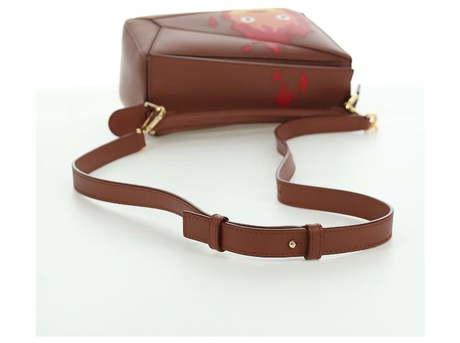 LOEWE - Puzzle Piccolo Calcifer in Pelle Ghibli Castello Errante 2way 167069SM Marrone D'oro - vista 9