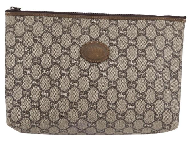 GUCCI GG Plus Supreme Clutch Bag PVC Beige Auth ka2920 - vista 13