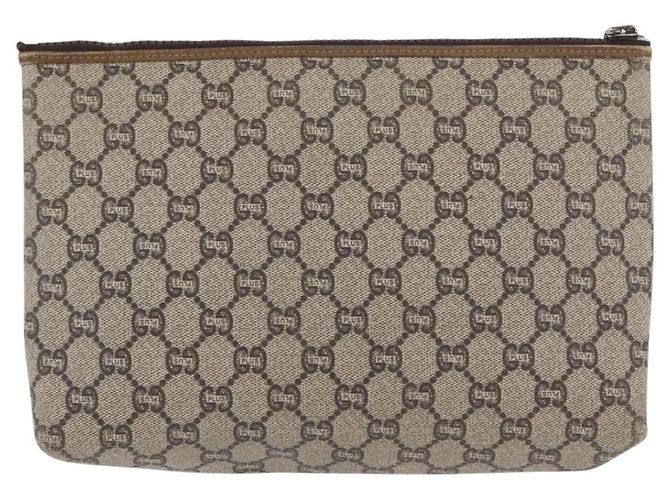 GUCCI GG Plus Supreme Clutch Bag PVC Beige Auth ka2920 - vista 2