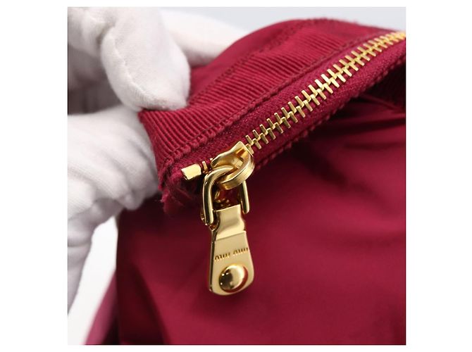 Borsa Tote Miu Miu in Nylon Rosa Oro Auth hk3540 D'oro - vista 10