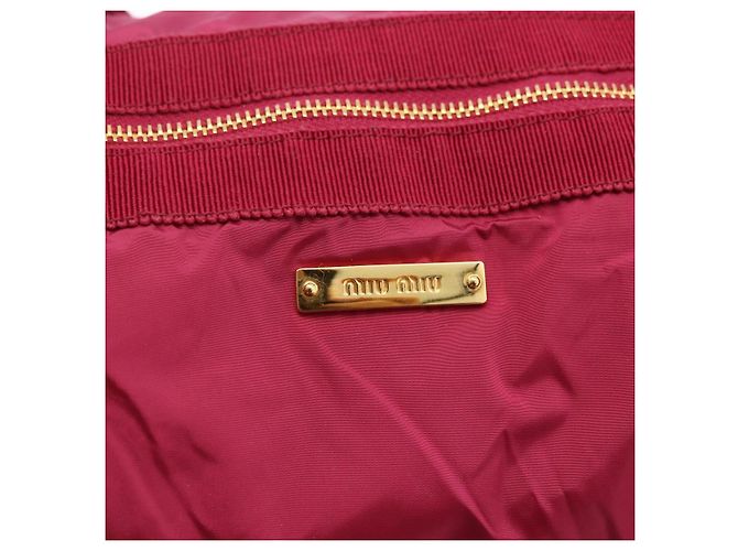 Borsa Tote Miu Miu in Nylon Rosa Oro Auth hk3540 D'oro - vista 17