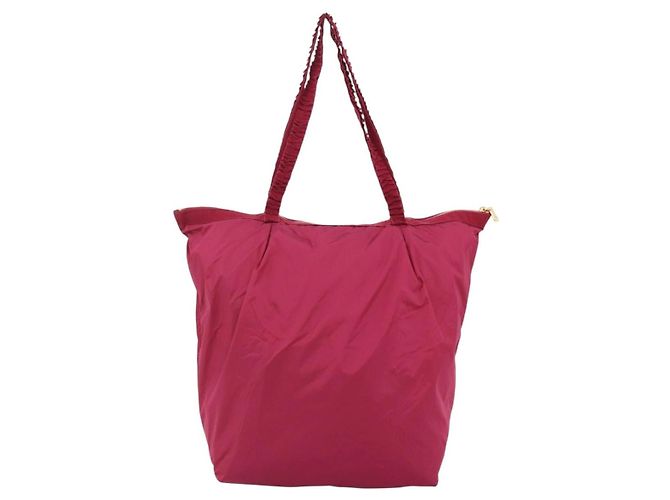 Borsa Tote Miu Miu in Nylon Rosa Oro Auth hk3540 D'oro - vista 2