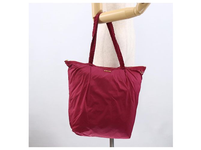 Borsa Tote Miu Miu in Nylon Rosa Oro Auth hk3540 D'oro - vista 20