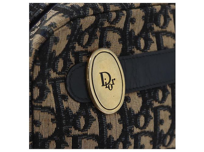 Borsa a Spalla in Tela Trotter Christian Dior Blu Navy Oro Auth 166990 D'oro - vista 10