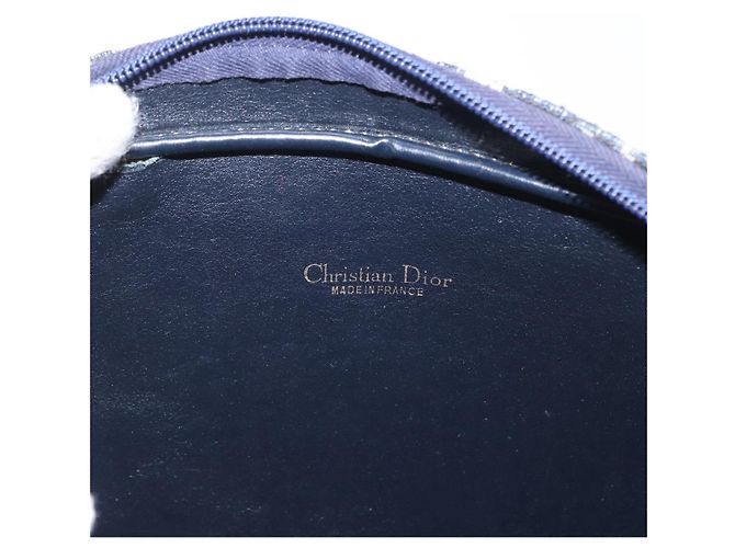 Borsa a Spalla in Tela Trotter Christian Dior Blu Navy Oro Auth 166990 D'oro - vista 11