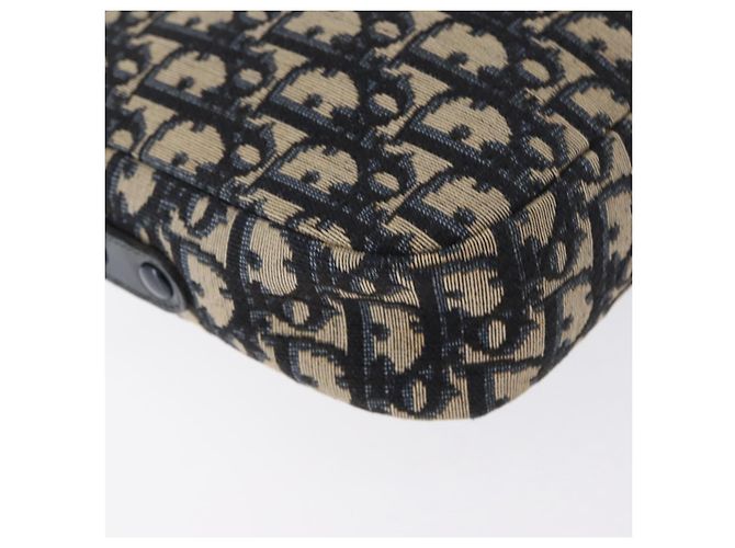 Borsa a Spalla in Tela Trotter Christian Dior Blu Navy Oro Auth 166990 D'oro - vista 16