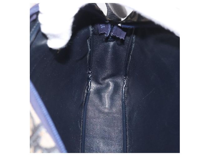 Borsa a Spalla in Tela Trotter Christian Dior Blu Navy Oro Auth 166990 D'oro - vista 19