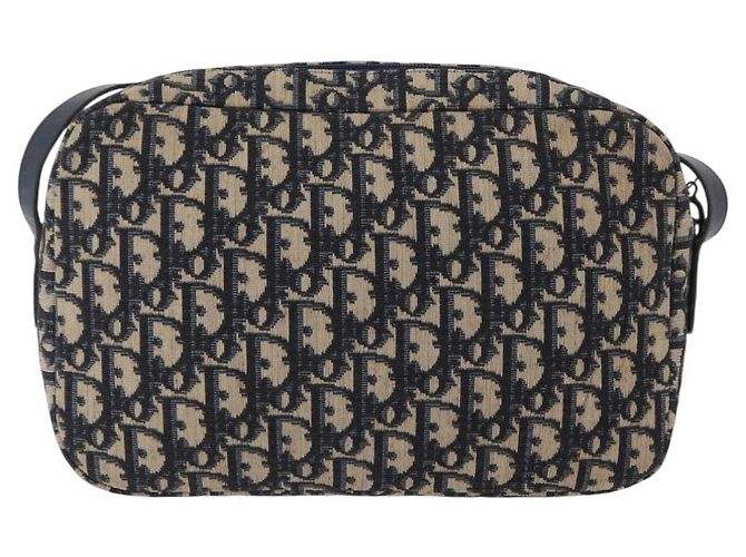 Borsa a Spalla in Tela Trotter Christian Dior Blu Navy Oro Auth 166990 D'oro - vista 2