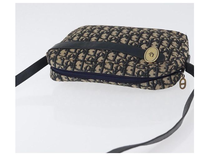Borsa a Spalla in Tela Trotter Christian Dior Blu Navy Oro Auth 166990 D'oro - vista 6