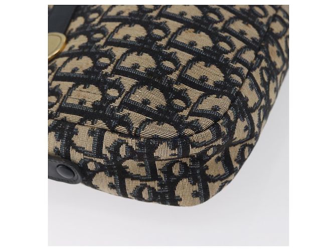 Borsa a Spalla in Tela Trotter Christian Dior Blu Navy Oro Auth 166990 D'oro - vista 8