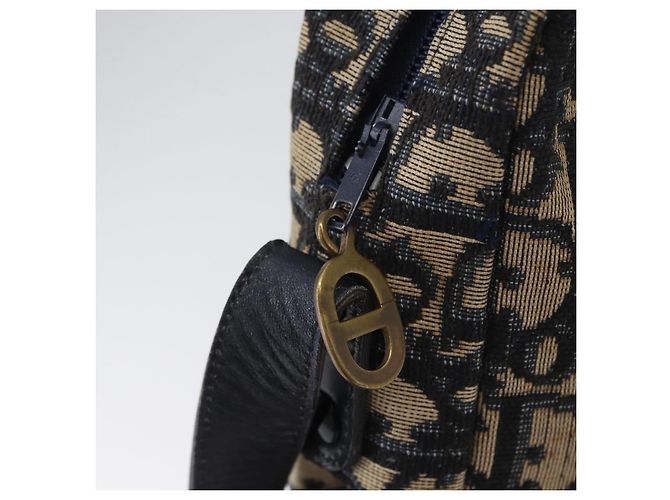 Borsa a Spalla in Tela Trotter Christian Dior Blu Navy Oro Auth 166990 D'oro - vista 9