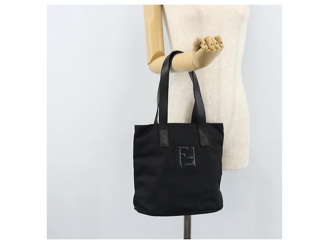 FENDI Tote Bag Nylon Schwarz Silber Auth 173802 - Ansicht 23