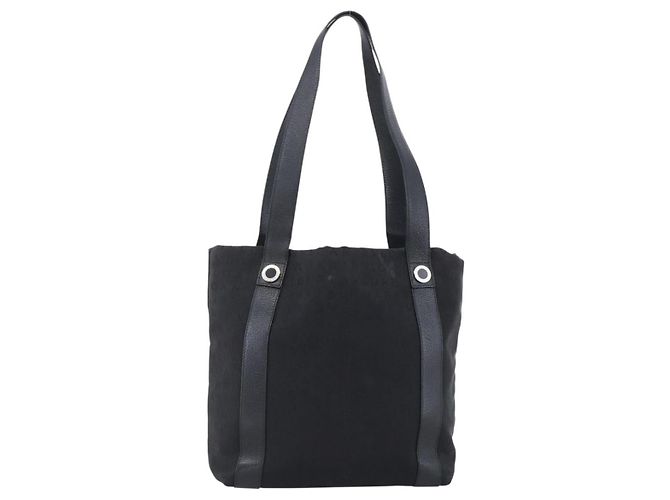 Bulgari BVLGARI Tote Bag aus schwarzem Canvas mit Silber authentisch hk3529 - Ansicht 13