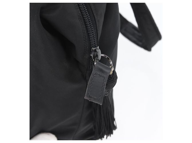 PRADA Borsa a mano in nylon nero argento Auth BA10929 - vista 10