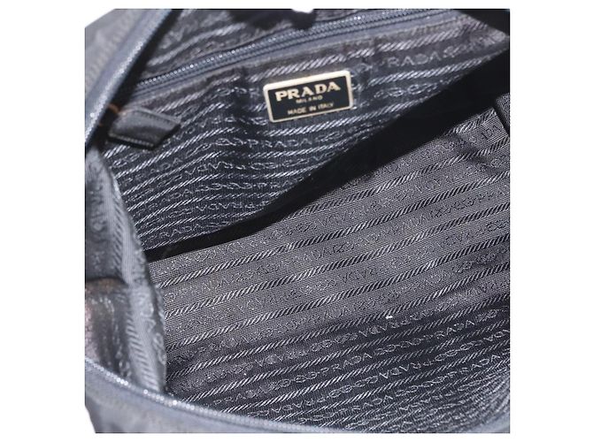 PRADA Borsa a mano in nylon nero argento Auth BA10929 - vista 11