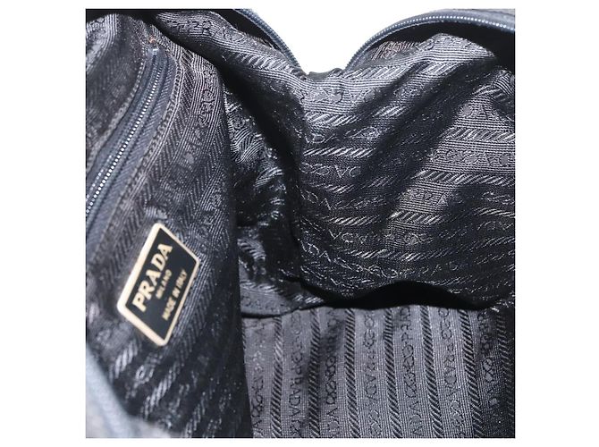PRADA Borsa a mano in nylon nero argento Auth BA10929 - vista 19