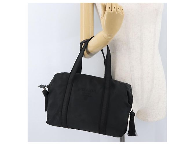 PRADA Borsa a mano in nylon nero argento Auth BA10929 - vista 23