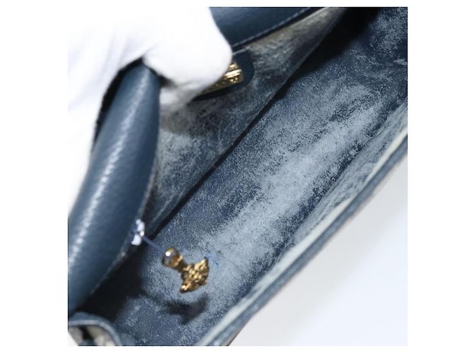 Gucci Borsa Sherry Line Micro GG Supreme in PVC Navy Gold 001 113 0551 Auth LNZ556 D'oro Blu navy - vista 10