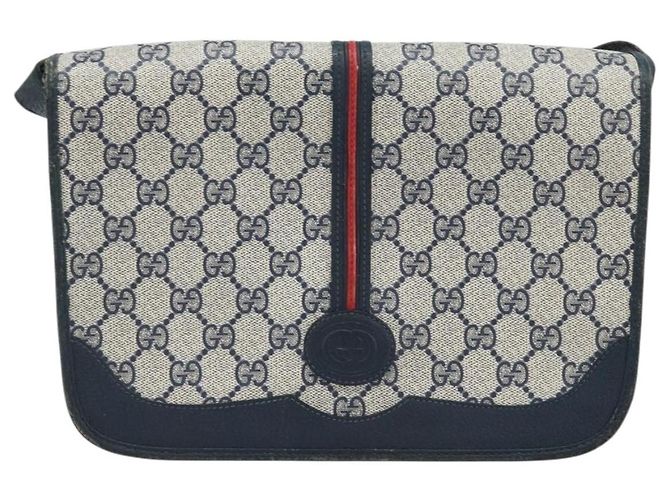 Gucci Borsa Sherry Line Micro GG Supreme in PVC Navy Gold 001 113 0551 Auth LNZ556 D'oro Blu navy - vista 13