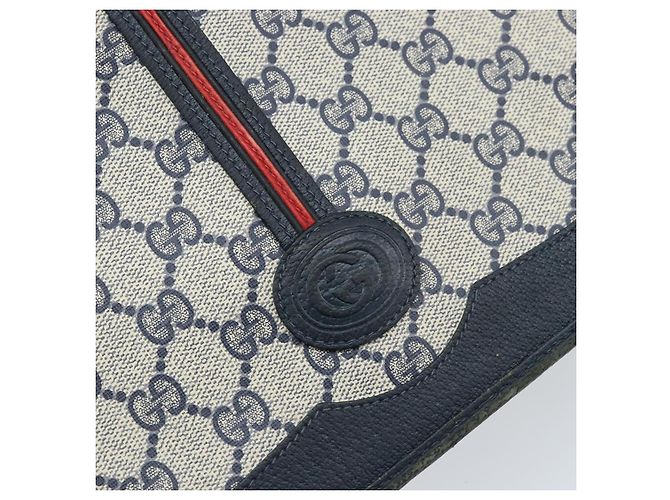 Gucci Borsa Sherry Line Micro GG Supreme in PVC Navy Gold 001 113 0551 Auth LNZ556 D'oro Blu navy - vista 18
