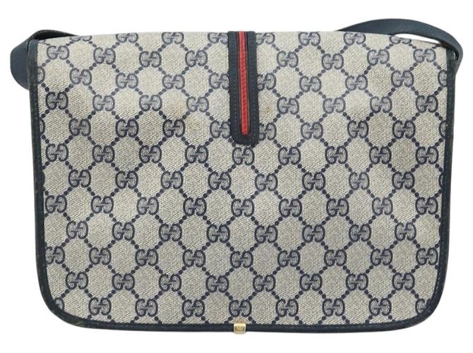 Gucci Borsa Sherry Line Micro GG Supreme in PVC Navy Gold 001 113 0551 Auth LNZ556 D'oro Blu navy - vista 2