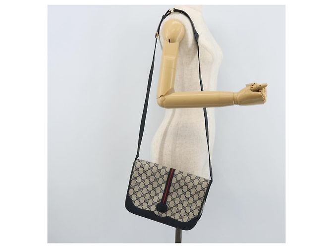 Gucci Borsa Sherry Line Micro GG Supreme in PVC Navy Gold 001 113 0551 Auth LNZ556 D'oro Blu navy - vista 24