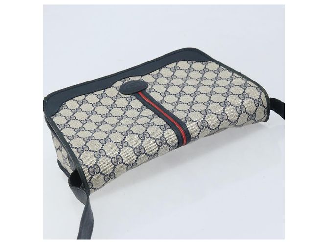 Gucci Borsa Sherry Line Micro GG Supreme in PVC Navy Gold 001 113 0551 Auth LNZ556 D'oro Blu navy - vista 6