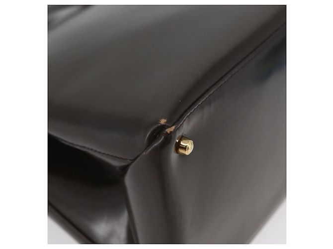 GUCCI Hand Bag Patent leather Brown Gold Auth 172303 Golden - view 14