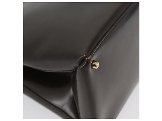 GUCCI Hand Bag Patent leather Brown Gold Auth 172303 Golden - view 16