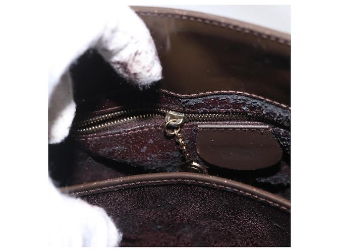 GUCCI Hand Bag Patent leather Brown Gold Auth 172303 Golden - view 23