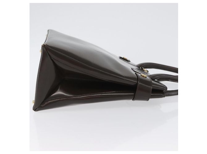 GUCCI Hand Bag Patent leather Brown Gold Auth 172303 Golden - view 3