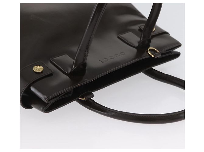 GUCCI Hand Bag Patent leather Brown Gold Auth 172303 Golden - view 6