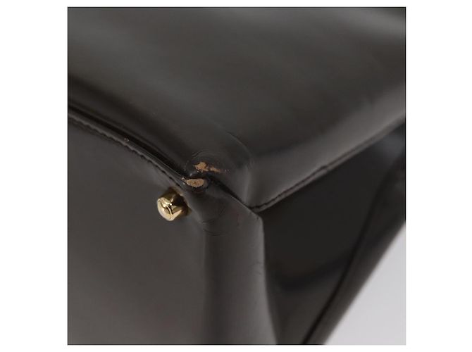 GUCCI Hand Bag Patent leather Brown Gold Auth 172303 Golden - view 9