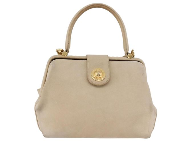 Céline Borsa a mano CELINE in pelle 2 in 1 beige oro Auth 166991 D'oro - vista 13