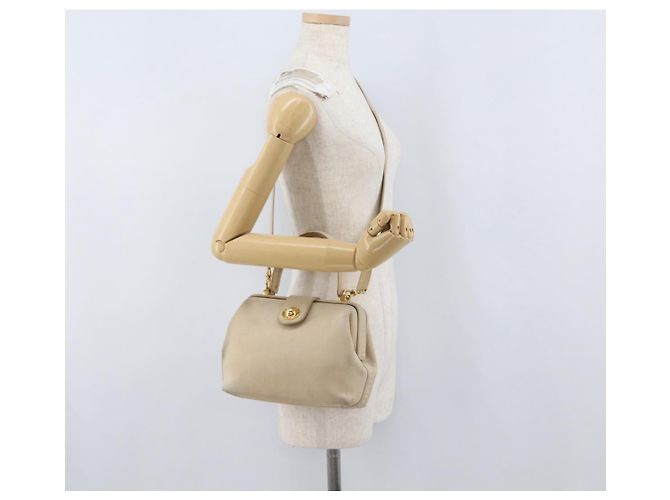 Céline Borsa a mano CELINE in pelle 2 in 1 beige oro Auth 166991 D'oro - vista 24
