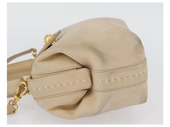 Céline Borsa a mano CELINE in pelle 2 in 1 beige oro Auth 166991 D'oro - vista 4