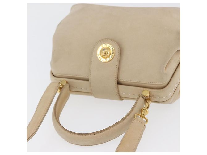 Céline Borsa a mano CELINE in pelle 2 in 1 beige oro Auth 166991 D'oro - vista 6