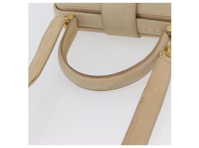 Céline Borsa a mano CELINE in pelle 2 in 1 beige oro Auth 166991 D'oro - vista 7