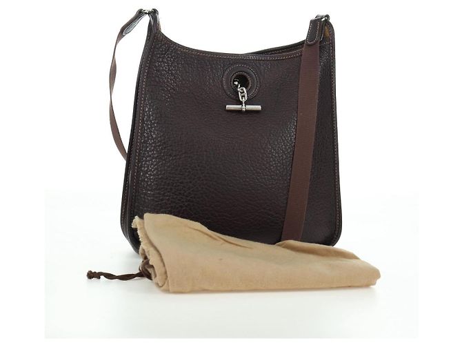 Hermès HERMES Borsa a Spalla Vespa Pelle Marrone Argento Auth bs33819V - vista 12