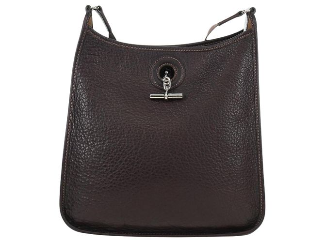 Hermès HERMES Borsa a Spalla Vespa Pelle Marrone Argento Auth bs33819V - vista 13