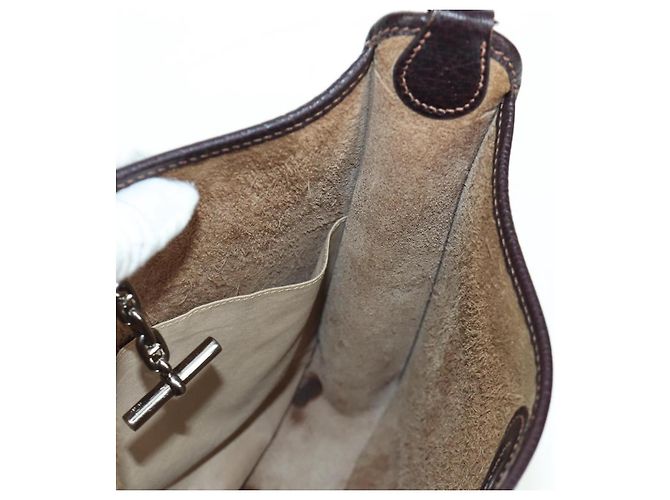 Hermès HERMES Borsa a Spalla Vespa Pelle Marrone Argento Auth bs33819V - vista 20