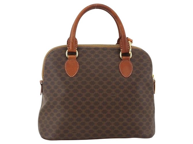 Céline Borsa a mano in tela Macadam CELINE in pelle PVC 2 in 1 marrone oro Auth LNZ540 D'oro - vista 13